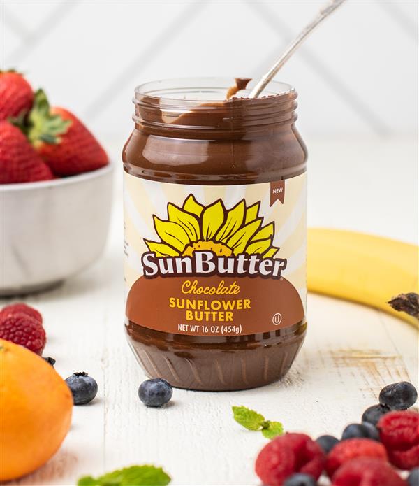 Chocolate SunButter with fruit